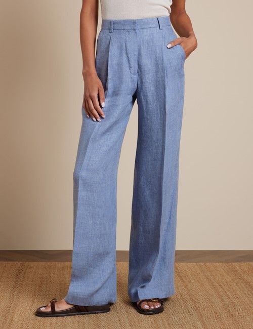 Relaxed Blue Twill Linen Blazer