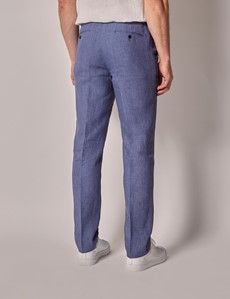 Mid Blue Linen Drawstring Pants-preview2