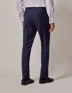 Blue Semi Plain Zigzag Slim Fit Suit Pants-preview2