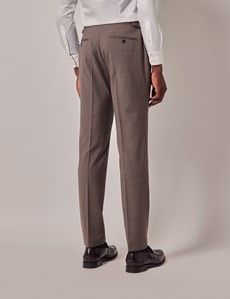 Brown Italian Natural Stretch Wool Slim Fit Suit Pants-preview2