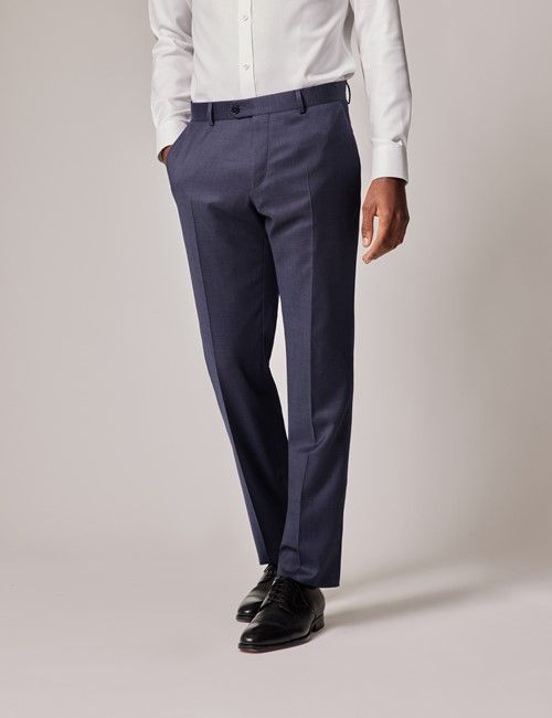 Dark Blue Sharkskin Slim Suit Pants