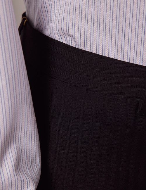 Black Herringbone Slim Suit Pants-preview