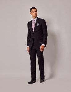 Black Herringbone Slim Suit Pants-preview3
