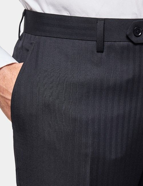 Slim Fit Black Herringbone Suit Jacket