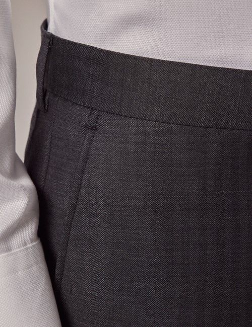 Charcoal Herringbone Slim Suit Pants-preview