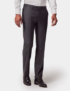 Slim Fit Charcoal Herringbone Suit Pants