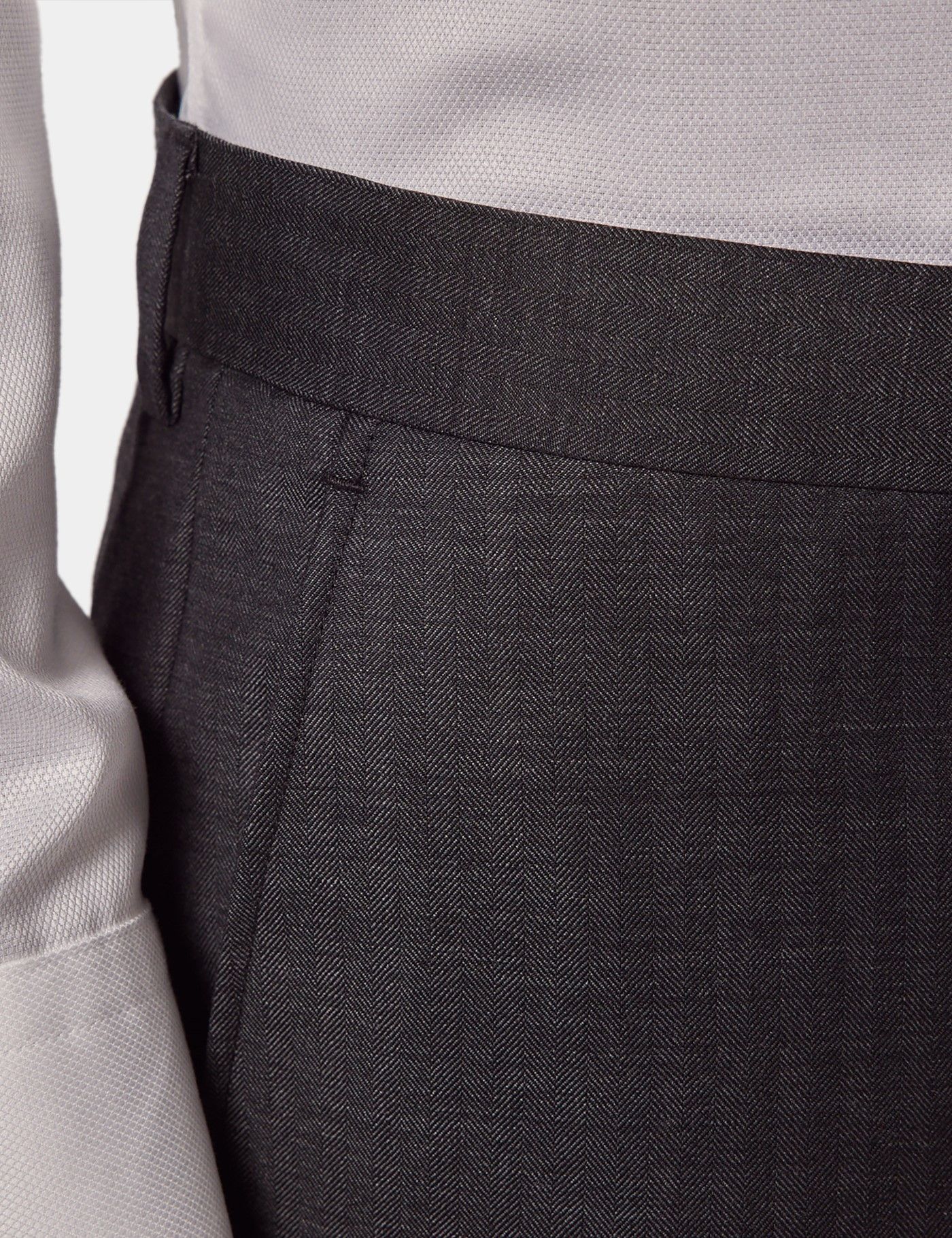 Slim Fit Charcoal Herringbone Suit Pants-preview