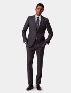 Slim Fit Charcoal Herringbone Suit Pants-preview3