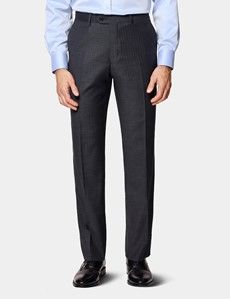 Slim Fit Charcoal Herringbone Suit Trousers
