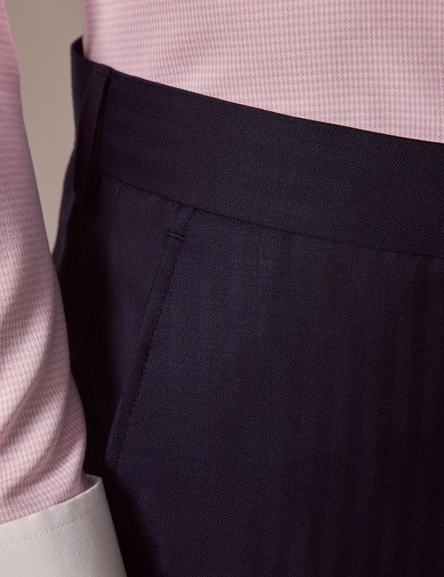 Navy Herringbone Slim Suit Pants-preview