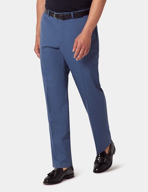 Mid Blue Italian Wool Tailored Fit Suit Pants- 1913 Collection