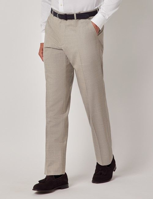 Greige Italian Wool Tailored Fit Suit Pants- 1913 Collection