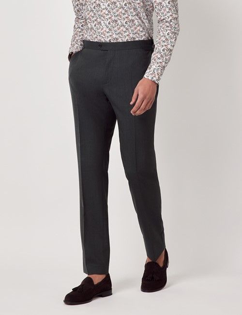 Olive Crepe Italian Wool Slim Fit Suit Pants With Side Adjusters - 1913 Collection
