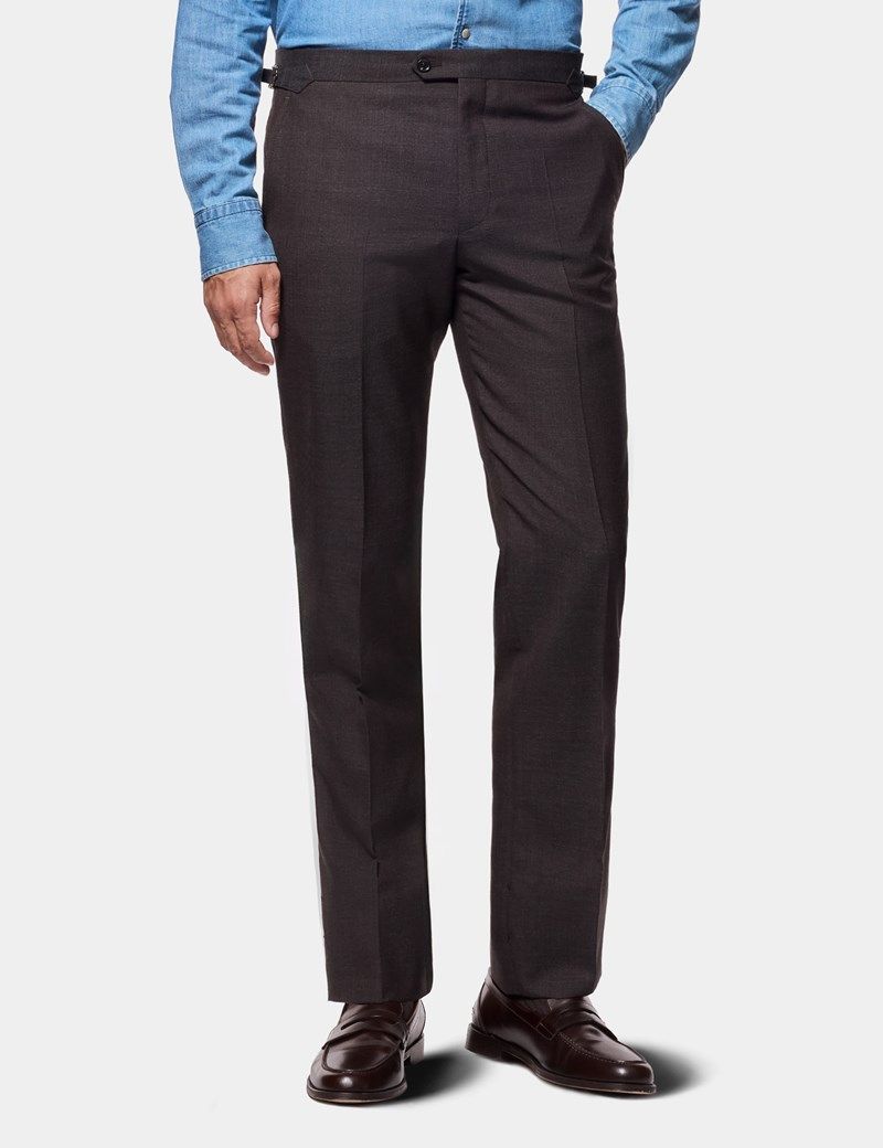 Tailored Fit Chocolate Crepe 1913 Suit Trousers thumbnail 2