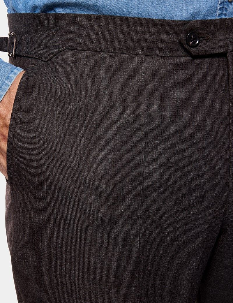 Tailored Fit Chocolate Crepe 1913 Suit Trousers thumbnail 3