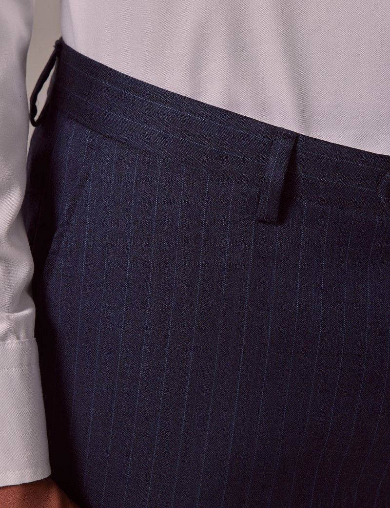 Navy Pinstripe Italian Tailored Suit Pants - 1913 Collection