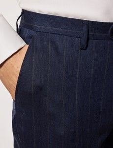 Tailored Fit Blue Stripe 1913 Linen Suit Trousers