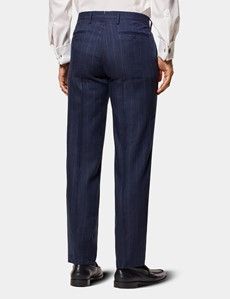 Tailored Fit Blue Stripe 1913 Linen Suit Trousers