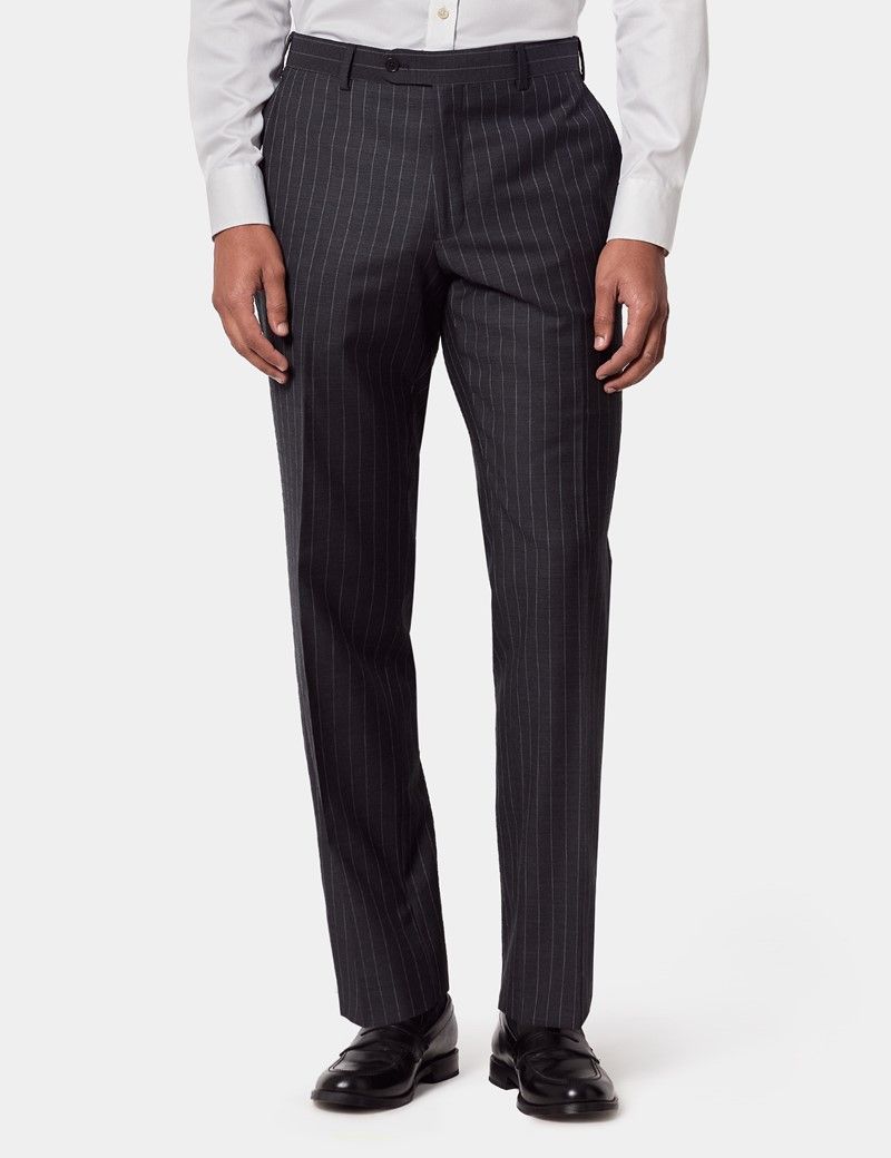 Tailored Fit Charcoal Chalk Stripe Suit Trousers