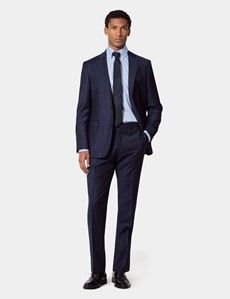 Tailored Fit Navy Chalk Stripe Suit Trousers