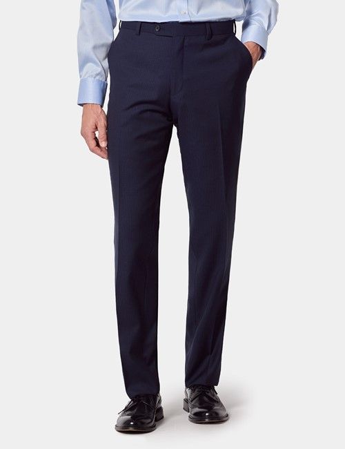 Slim Fit Blue & Pink Stripe Pin Point Non-Iron Oxford Shirt