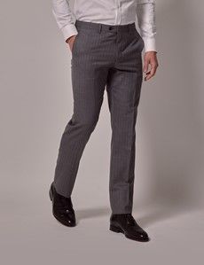 Grey Stripe Slim Suit Pants
