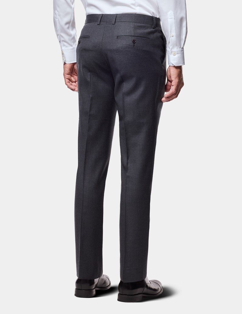 Slim Fit Charcoal Shadow Stripe Suit Trousers thumbnail 4