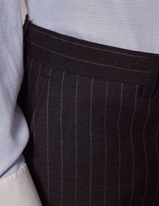 Charcoal Chalk Stripe Slim Hemmed Trousers-preview1