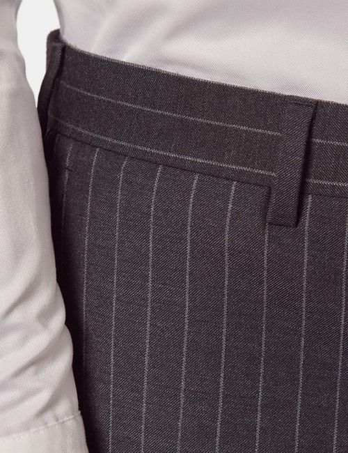 Charcoal Chalk Stripe Classic Suit Pants-preview