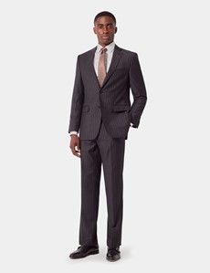 Charcoal Chalk Stripe Classic Suit Pants-preview3