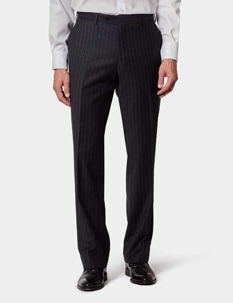 Classic Fit Charcoal Chalk Stripe Suit Trousers