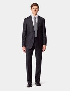 Classic Fit Charcoal Chalk Stripe Suit Trousers