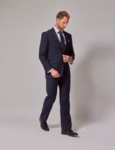 Navy Chalk Stripe Classic Suit Pants-preview3