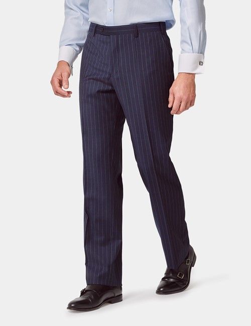 Classic Fit Navy Chalk Stripe Suit Pants