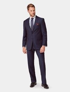 Classic Fit Navy Chalk Stripe Suit Pants-preview3