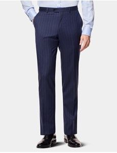 Tailored Fit Navy Herringbone Stripe 1913 Suit Trousers