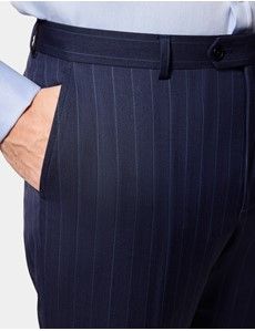 Tailored Fit Navy Herringbone Stripe 1913 Suit Trousers