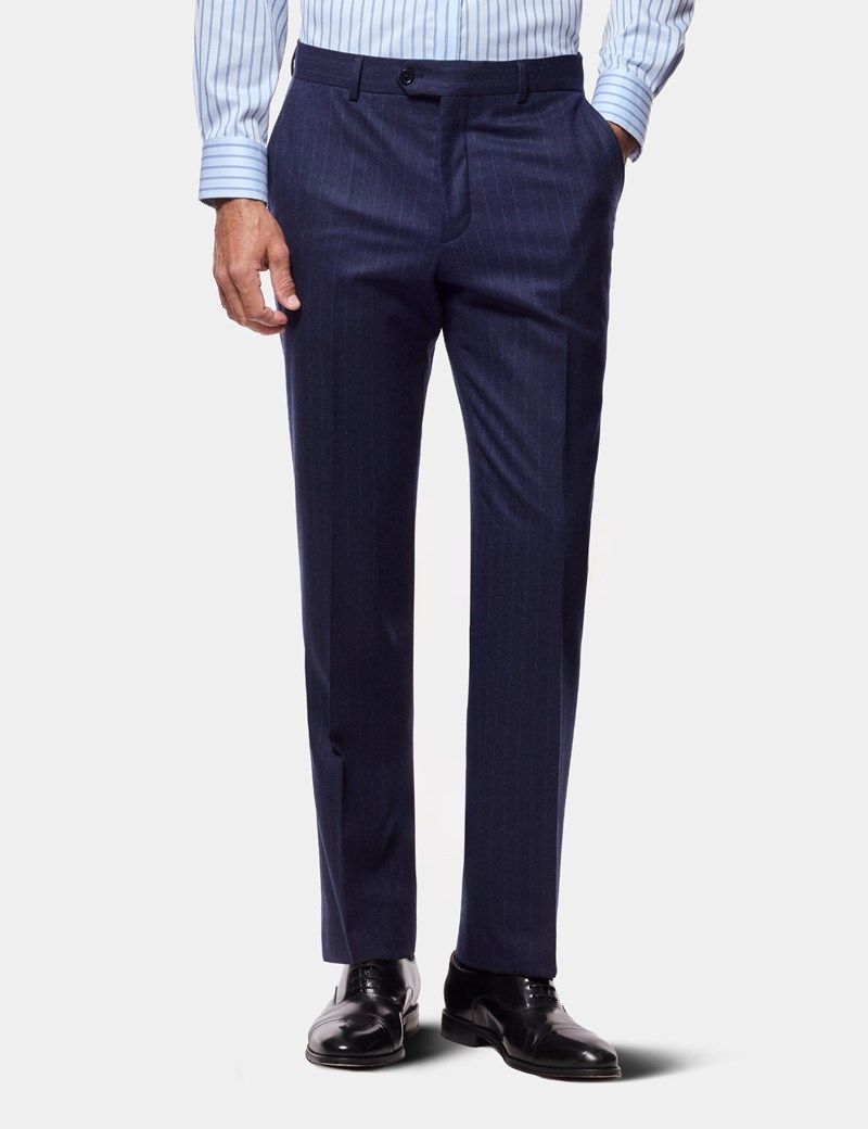 Tailored Fit Dark Blue Stripe 1913 Suit Trousers thumbnail 2