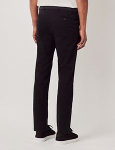 Black Garment Dyed Cotton Stretch Slim Fit Chinos-preview3