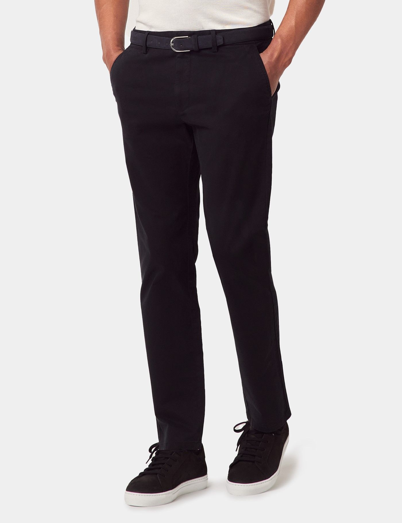Men s Black Garment Dyed Cotton Stretch Slim Fit Chinos Hawes And Curtis