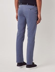 Airforce Blue Garment Dyed Cotton Stretch  Slim Fit Chinos-preview3