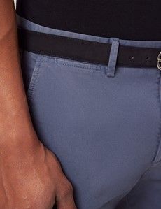 Airforce Blue Garment Dyed Cotton Stretch  Slim Fit Chinos-preview2