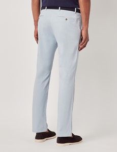 Light Blue Garment Dyed Cotton Stretch Slim Fit Chinos-preview3