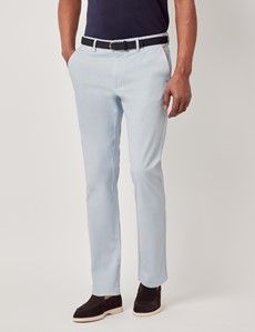 Light Blue Garment Dyed Cotton Stretch Slim Fit Chinos-preview1