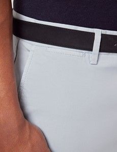 Light Blue Garment Dyed Cotton Stretch Slim Fit Chinos-preview2