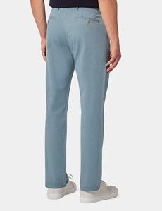 Sea Blue Garment Dyed Cotton Stretch  Slim Fit Chinos-preview3