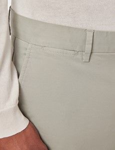 Slim Fit Light Green Garment-Dyed Chinos