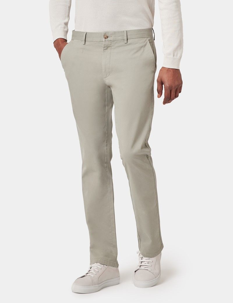 Slim Fit Light Green Garment-Dyed Chinos