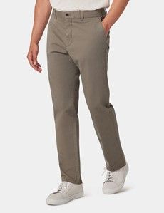 Dusty Olive Garment Dyed Cotton Stretch  Slim Fit Chinos