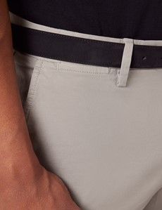 Light Grey Garment Dyed Cotton Stretch Slim Fit Chinos-preview2